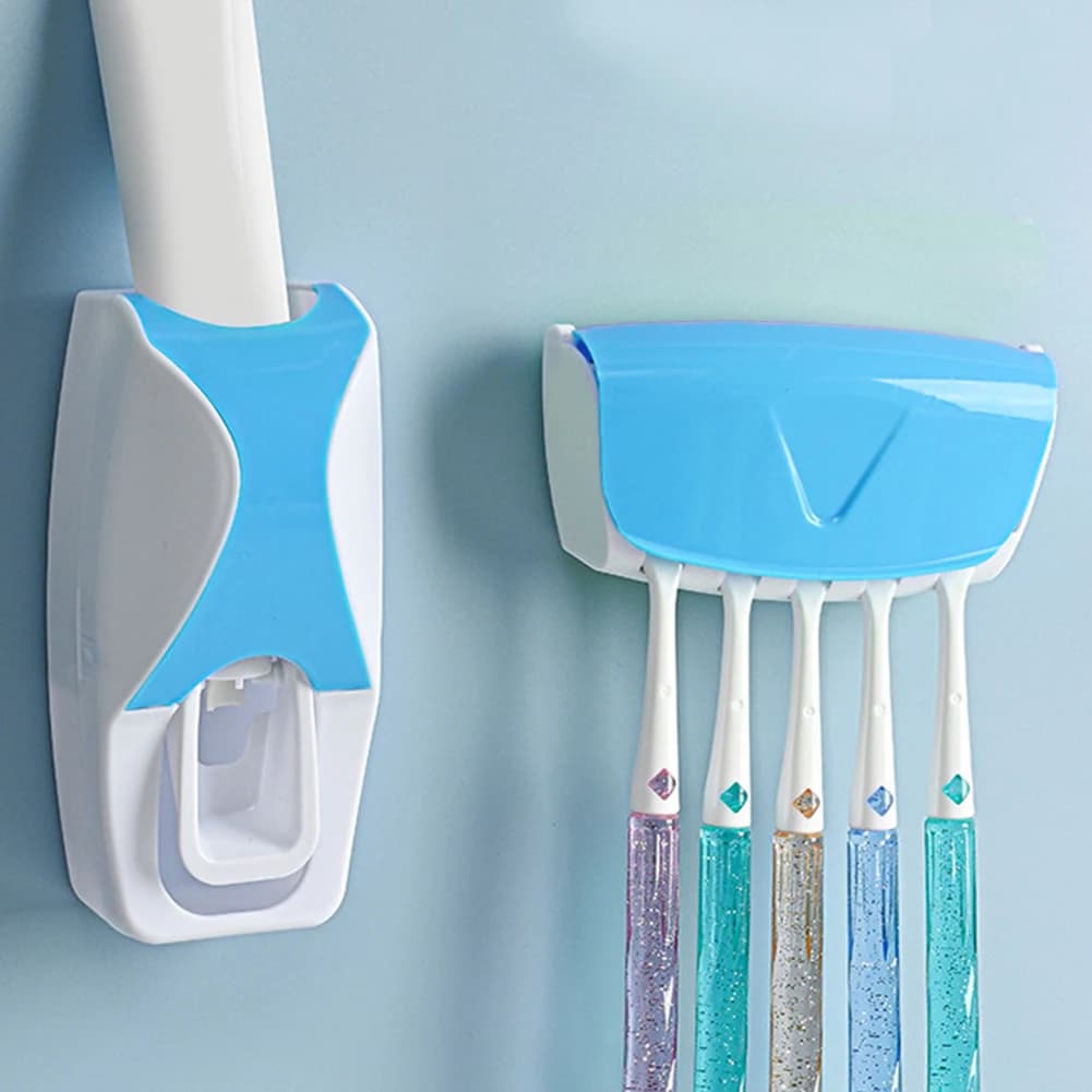 Kit Portaspazzolino da Parete Antimicotico, Portaspazzolino e Dentifricio Leggero Senza Foratura per Bagno e Casa