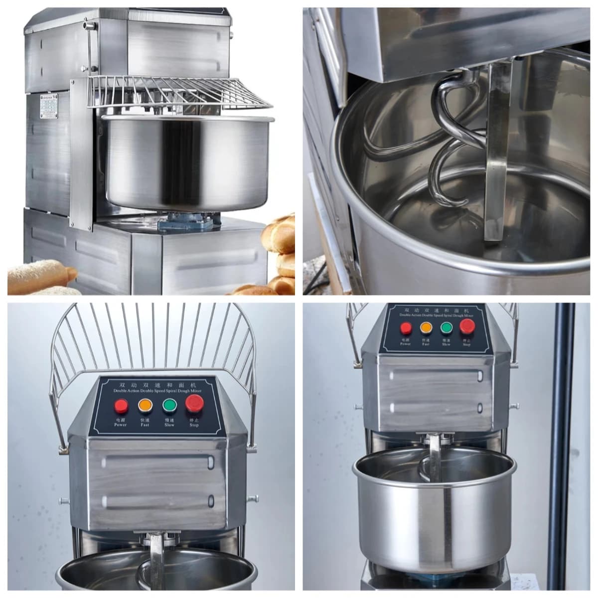 Impastatrice Elettrica a Spirale da 40L, Macchina Professionale in Acciaio Inox per Impastare Pane e Pasta per Uso in Panetteria