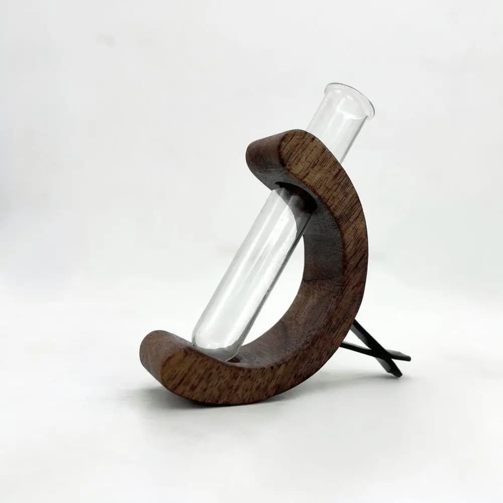 Natural Wood Car Flower Vase C Shape Console Decoration Minimalist Air Freshener Hydroponic Plant Pot Auto Interior Gift