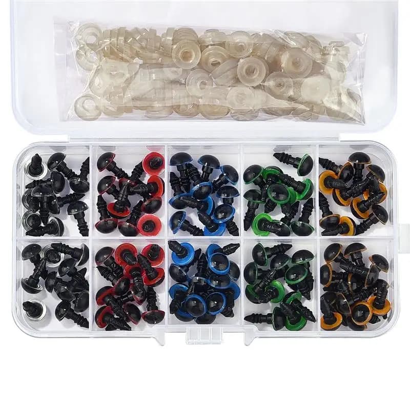 100 pz Bulbo Oculare Accessori Per Bambole di Plastica Nera Peluche Occhi di Sicurezza Amigurumi per I Giocattoli 6mm 8mm 10mm 12mm FAI DA TE Giocattolo Divertente Occhi Animale