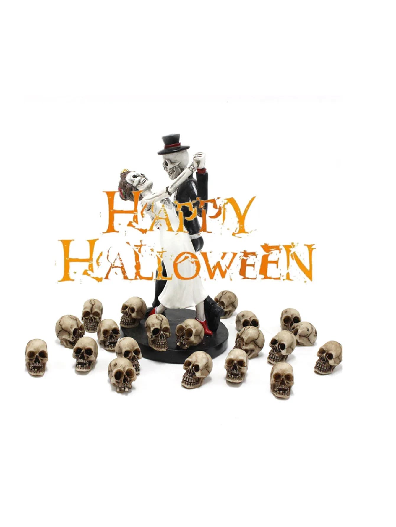 20Pcs Mini Skull Figure Collectable Halloween Skull Model Sculptures Creative Festival Theme Landscape Garden Potted Plant Decor