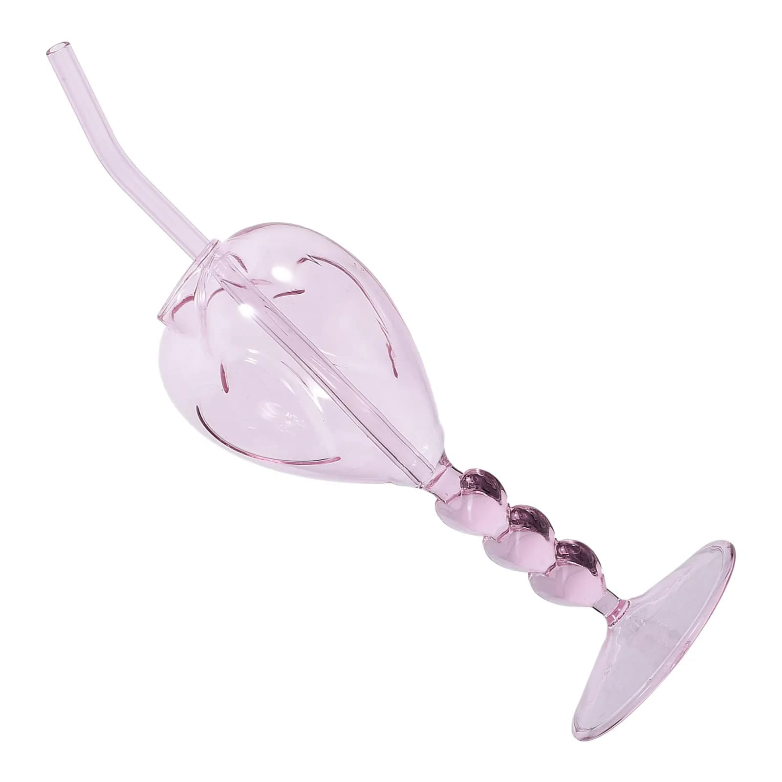 Set di Bicchieri da Cocktail a Forma di Cuore con Cannuccia, Calici Alti per Vino e Cocktail, Bicchieri da Festa Unici e Creativi per Bar