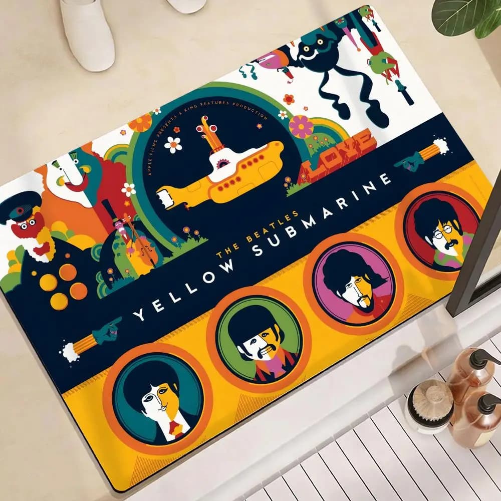 Fast Drying Anti-slip Mat in Diatomite with T-he-b-beatles Singer Motive for Bathroom, Kitchen and Entrance