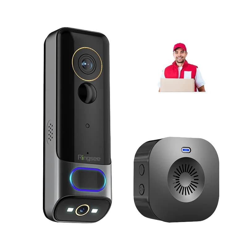 Campanello video Wi-Fi intelligente 2K Audio Campanello interno Dingdong Alimentazione a batteria Telecamera di sicurezza wireless per applicazioni Tuya