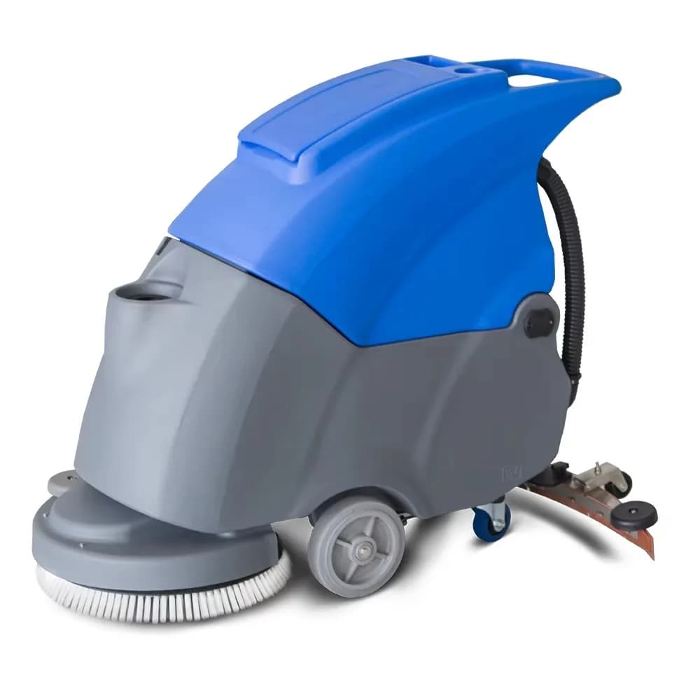 Electric Walk-Behind Floor Scrubber, 24V Brush Motor, Side Brush, Warehouse Concrete Cleaning Machine