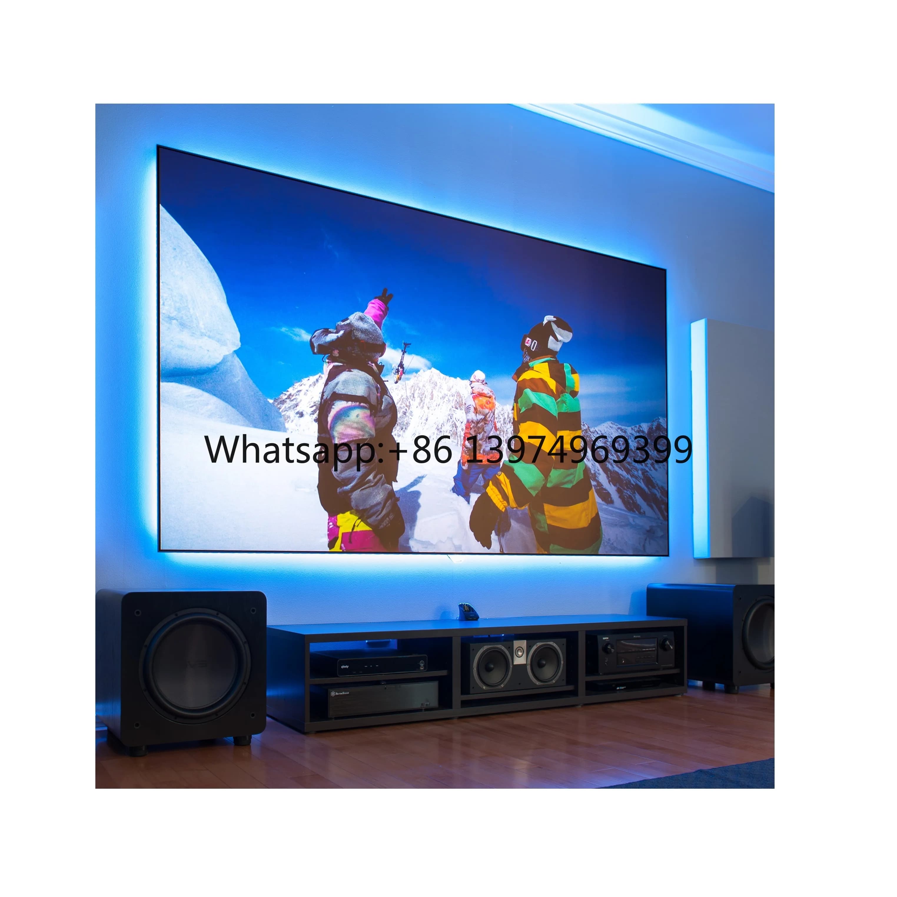 100-Inch Black Diamond Anti-Light Ultra Short Throw Beamer Screen Daylight Home Projector Screen Metal Aluminium Material 16:9
