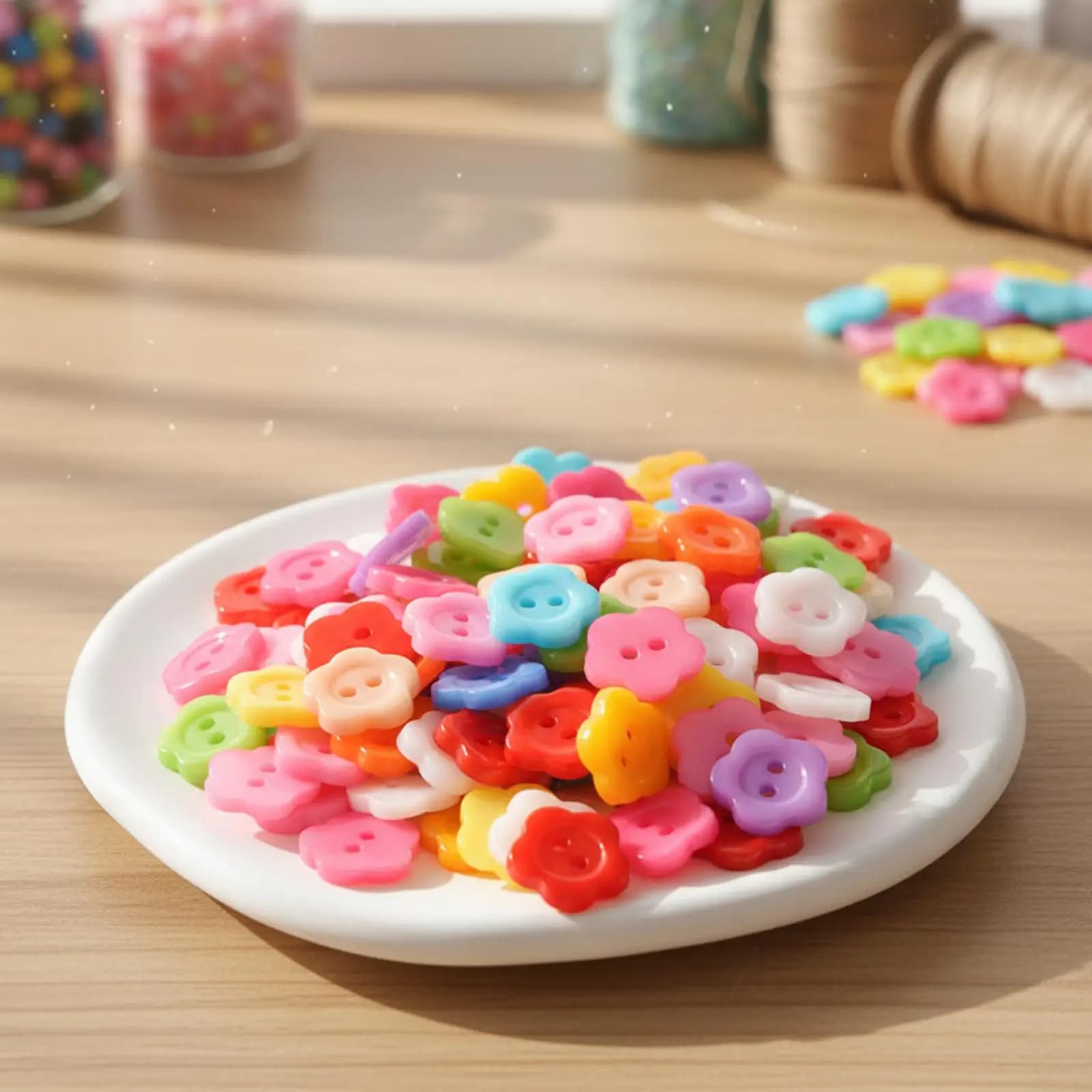 100 Pieces Cute Craft Buttons Sewing Buttons 2 Holes for Gift Scrapbooking Clothing Sewing DIY Apparel Supplie Decoration