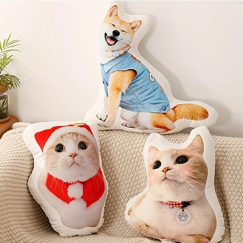 Cuscino fotografico personalizzato, design personalizzato con animali domestici e personaggi, morbida fibra di poliestere a pelo corto, lavabile a mano, perfetto per la casa