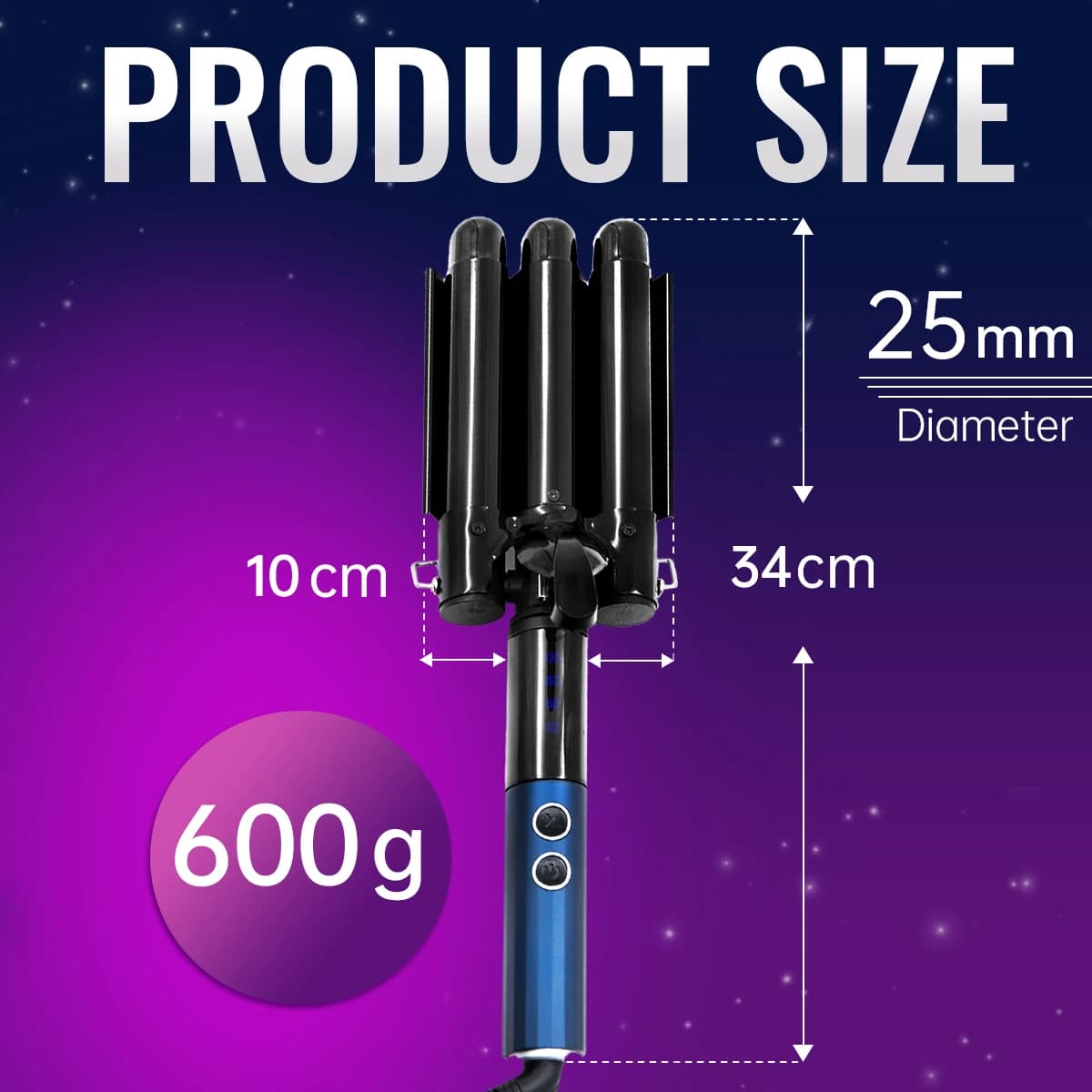 TQ-H3 Iron three barrel curler Waver haircut with LCD temperature display Triple barrel ceramic tile Blue 25 mm