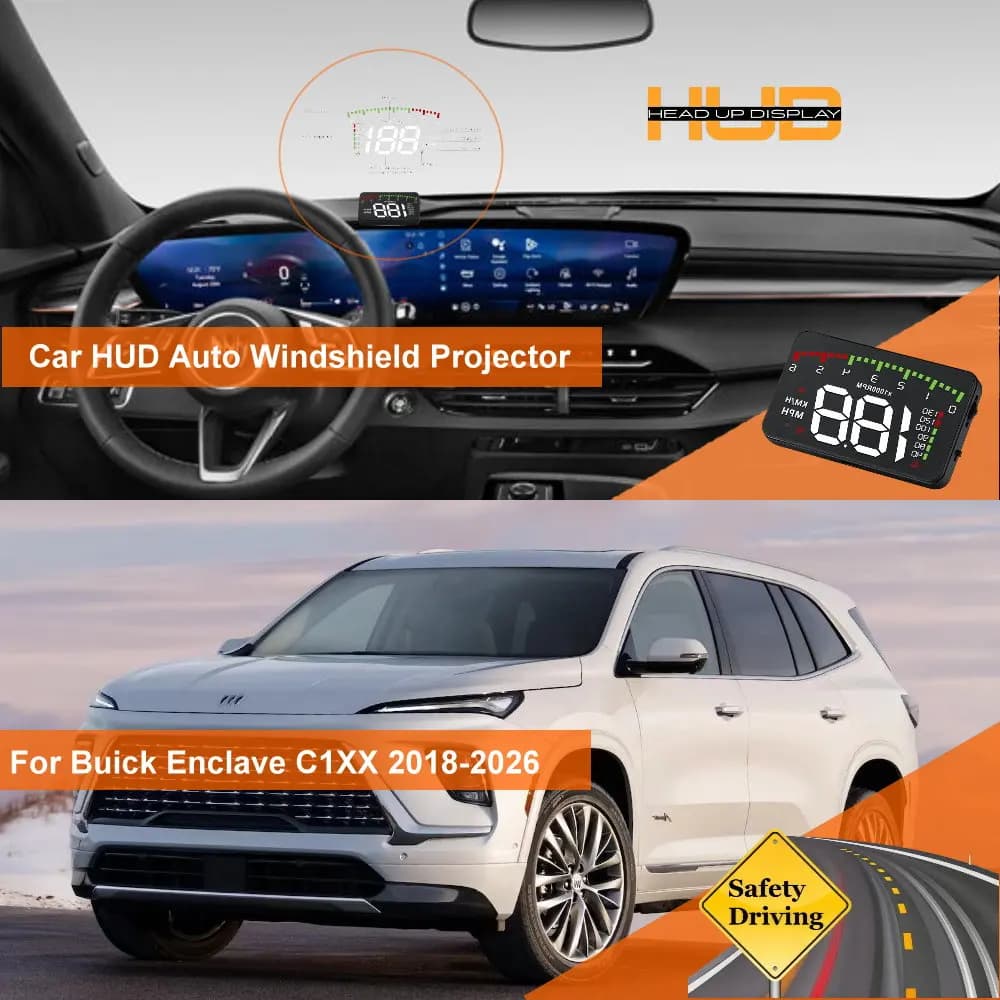 Car Head Up Display HUD For Buick Enclave GMT967 2008-2017 C1XX 2018-2026 Auto Windshield Projector Accessories