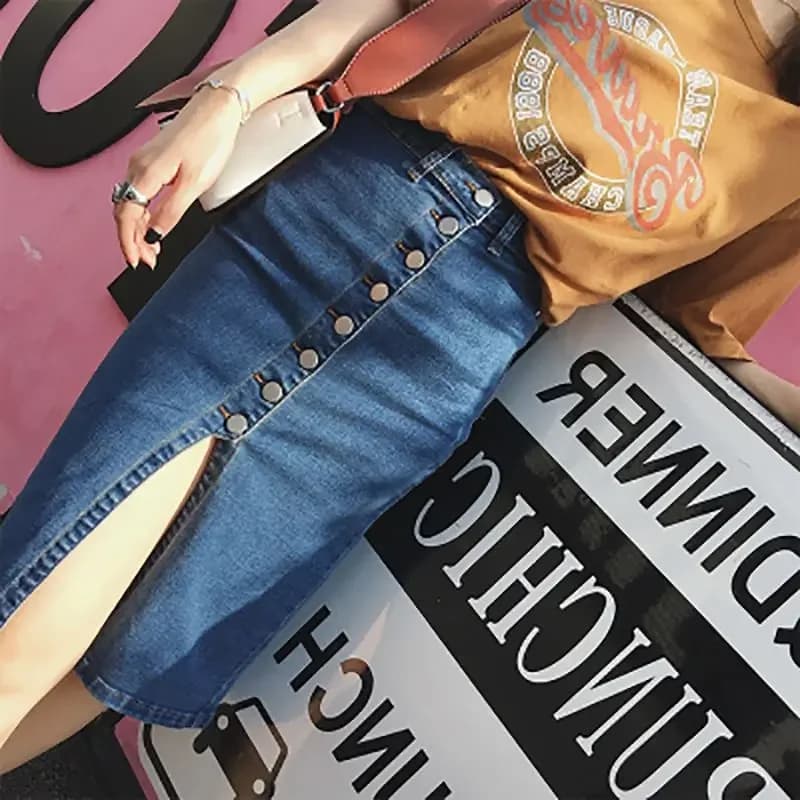 High waisted jeans skirts for women Wrap Streetwear Aesthetic Summer 2025 New trend Women's jeans skirt Korean fashion Blue