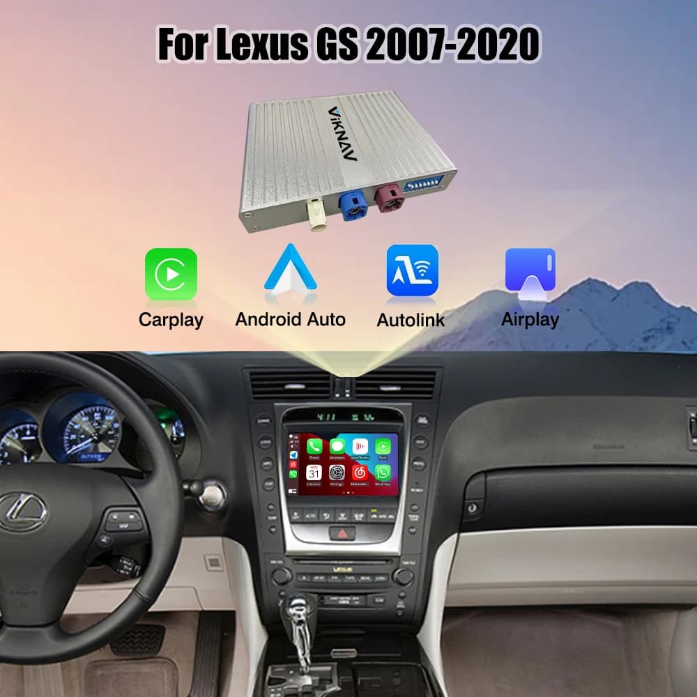 Decoder Auto Viknav con Sistema Linux per Lexus GS 2007-2020, Interfaccia di Aggiornamento, CarPlay Wireless, Android Auto, Airplay, Autolink