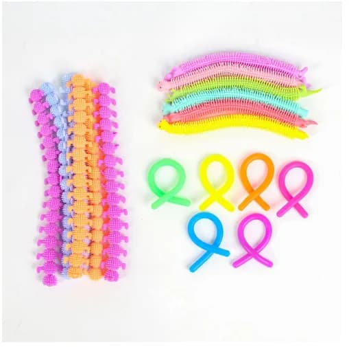 3-6PCS Multi-Color Divertente Unicorno e Caterpillar Agitarsi Giocattoli Corda Elastica TPR Tirare Stringa Alleviare Lo Stress Giocattoli Vacanze Per Bambini