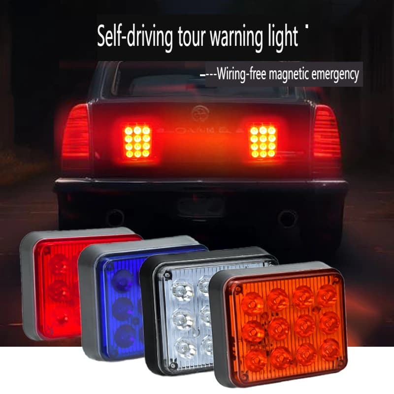 12LED Ricarica batteria Avvertimento luci di emergenza veicolo per auto Stroboscopio di sicurezza Fanale posteriore USB 5V magnetico con luce flash