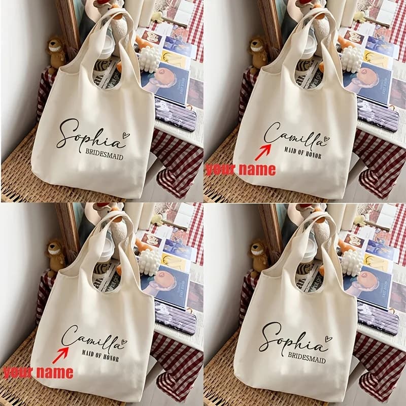 Personalized Maid of Honor Tote Bag Rectangle Shape Ideal for Bridal Party Gifts Large Capacity Shoulder Bags Fashion Handbags