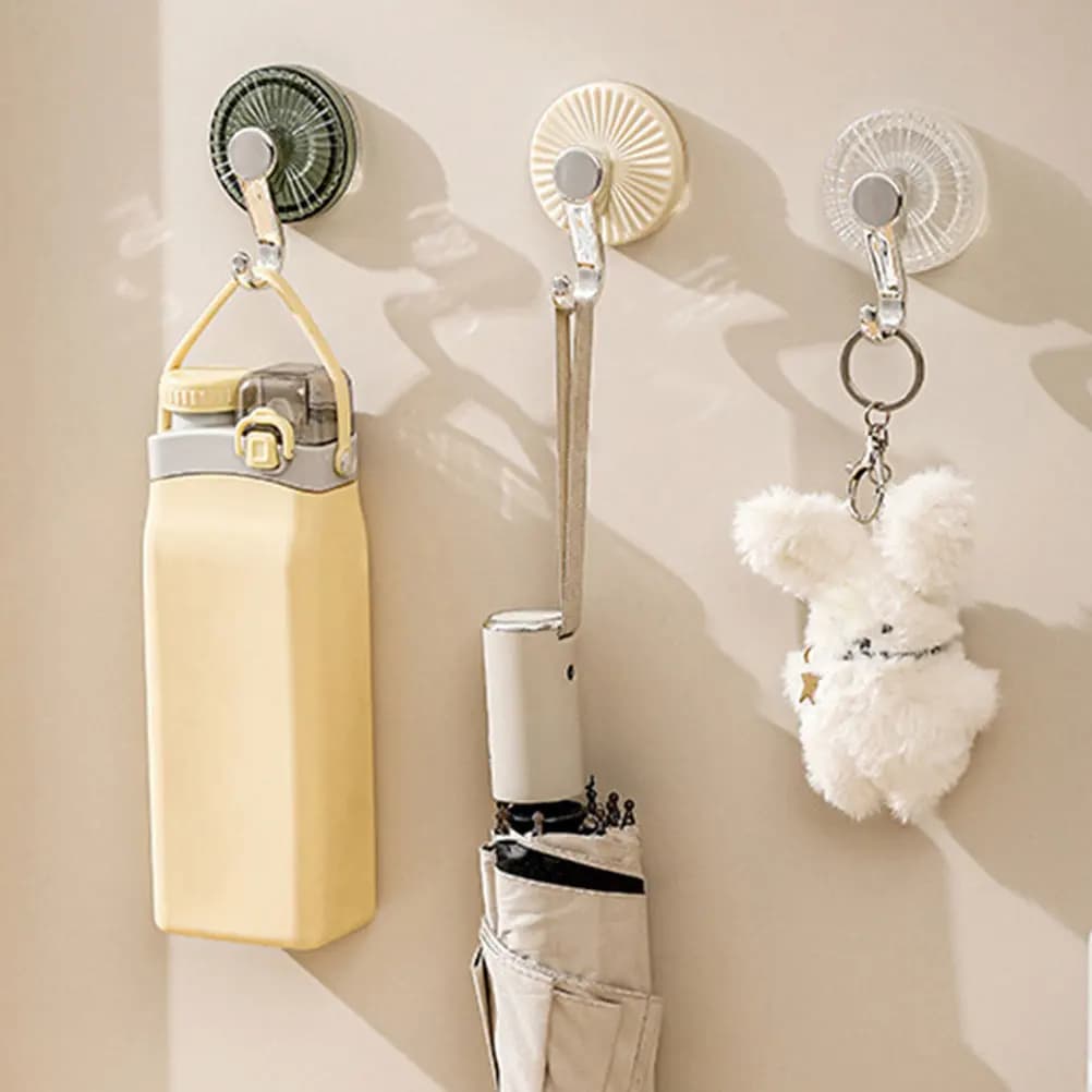 4 Pezzi Ganci a Ventosa Multiuso in Plastica Resistente per Bagno, Doccia, Cucina, Finestra, Specchio - Nessun Danno alla Parete