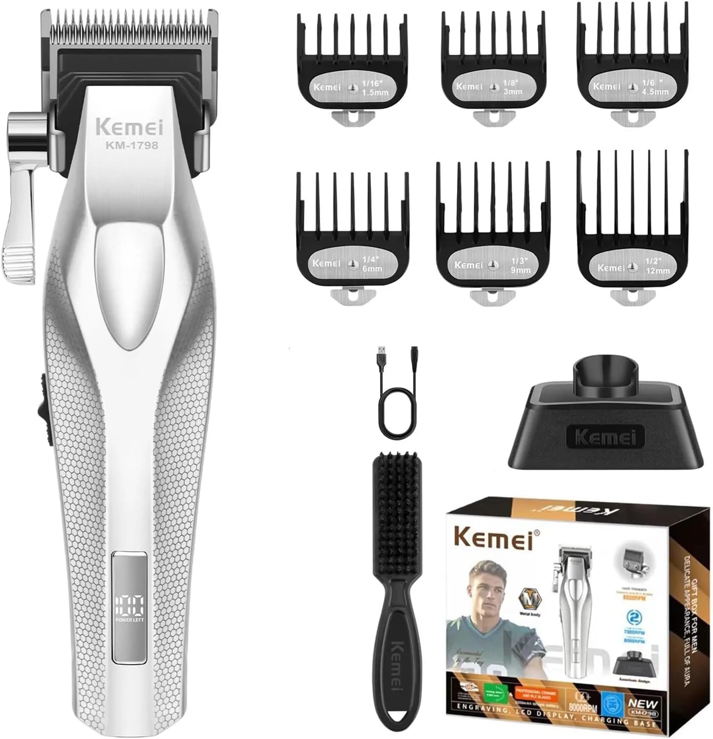 Kemei Professional Barber Haircuts Wireless Electric Haircuts Powerful rechargeable haircut for men 3000mah