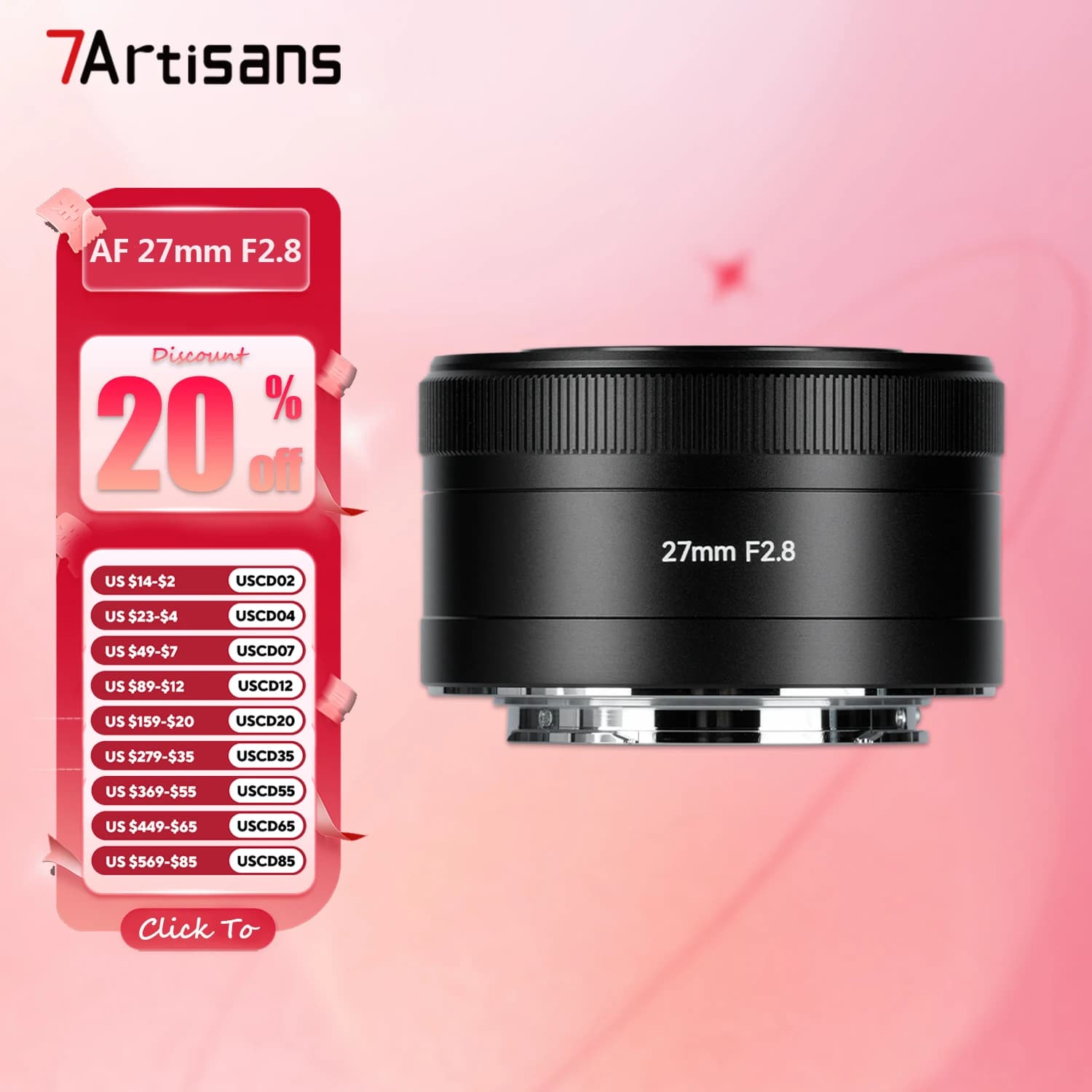 7Artisans AF 27mm F2.8 Autofocus APS-C Obiettivo con cornice per fotocamera Studio Studi umanistici Fotografia con Sony E Nikon Z-mount A7RIII ZFC