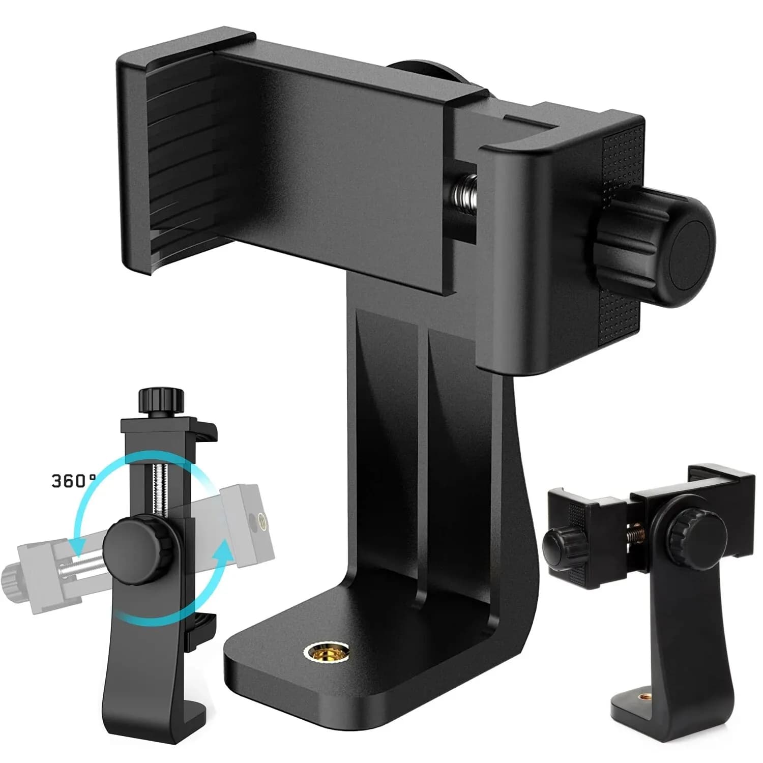 Nuovo Supporto per Telefono Verticale Orizzontale con Adattatore per Treppiede, Clip Girevole Regolabile per iPhone Android, Asta Selfie e Supporto per Fotocamera