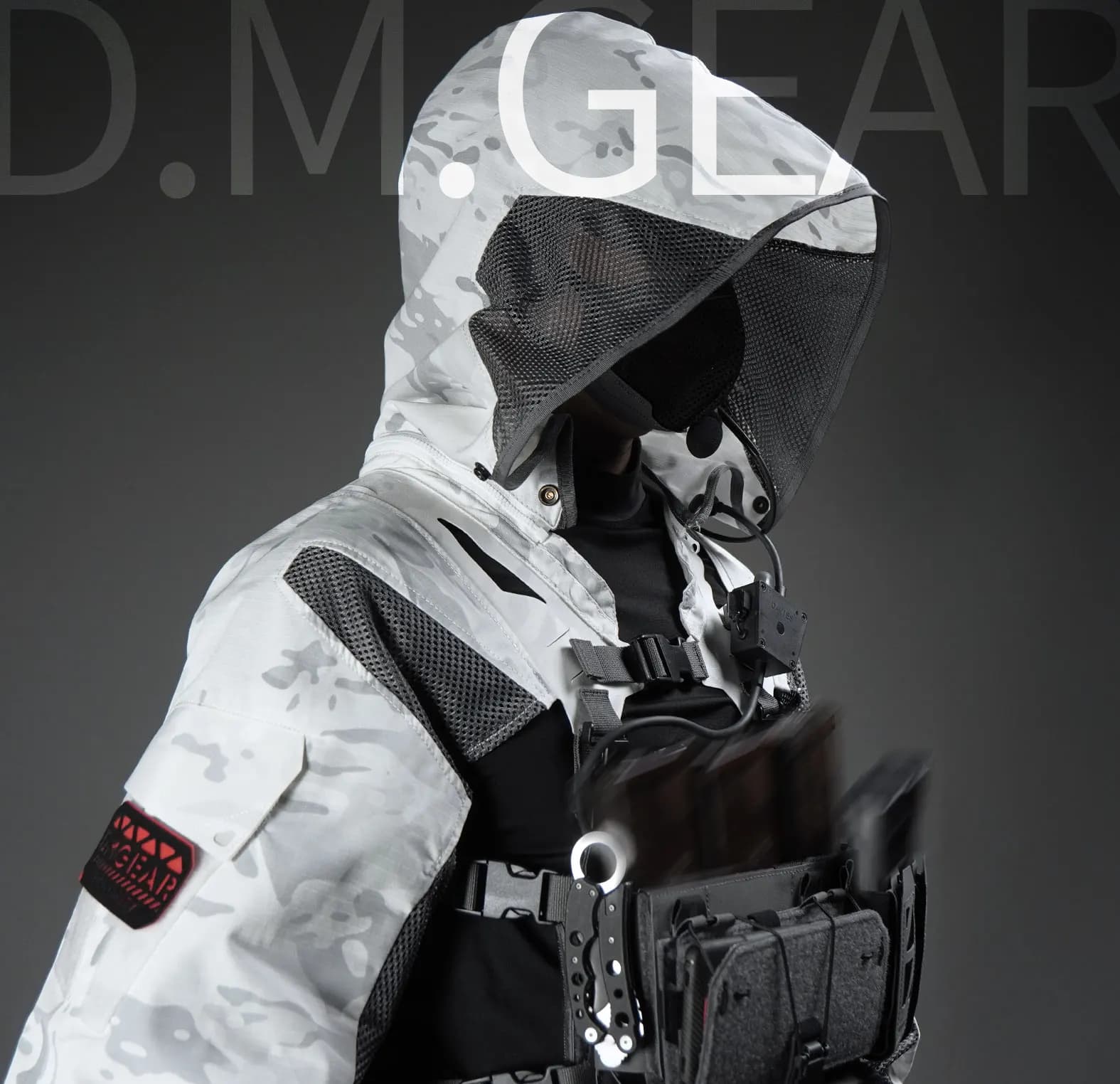 DMgear Cappotto tattico originale Giacca con cappuccio Manica lunga Abbigliamento mimetico Traspirante Comodo Rig toracico tattico compatibile