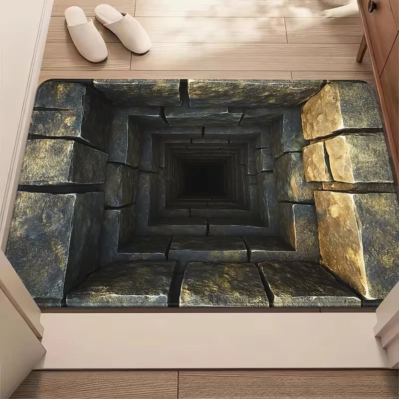 Tappetino Antiscivolo Visual Abyss per Bagno, Camera da Letto, Soggiorno, Ingresso, Campeggio, Tappeto da Esterno, Zerbino di Benvenuto
