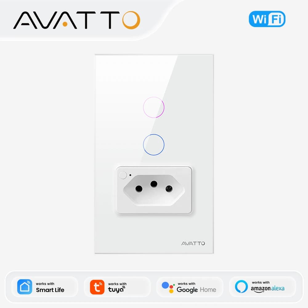 AVATTO Brazil Stand WiFi/Zigbee Smart Light Switch and 20A socket, Tuya 110V-220V Wall Touch Switch, works for Alexa Google home