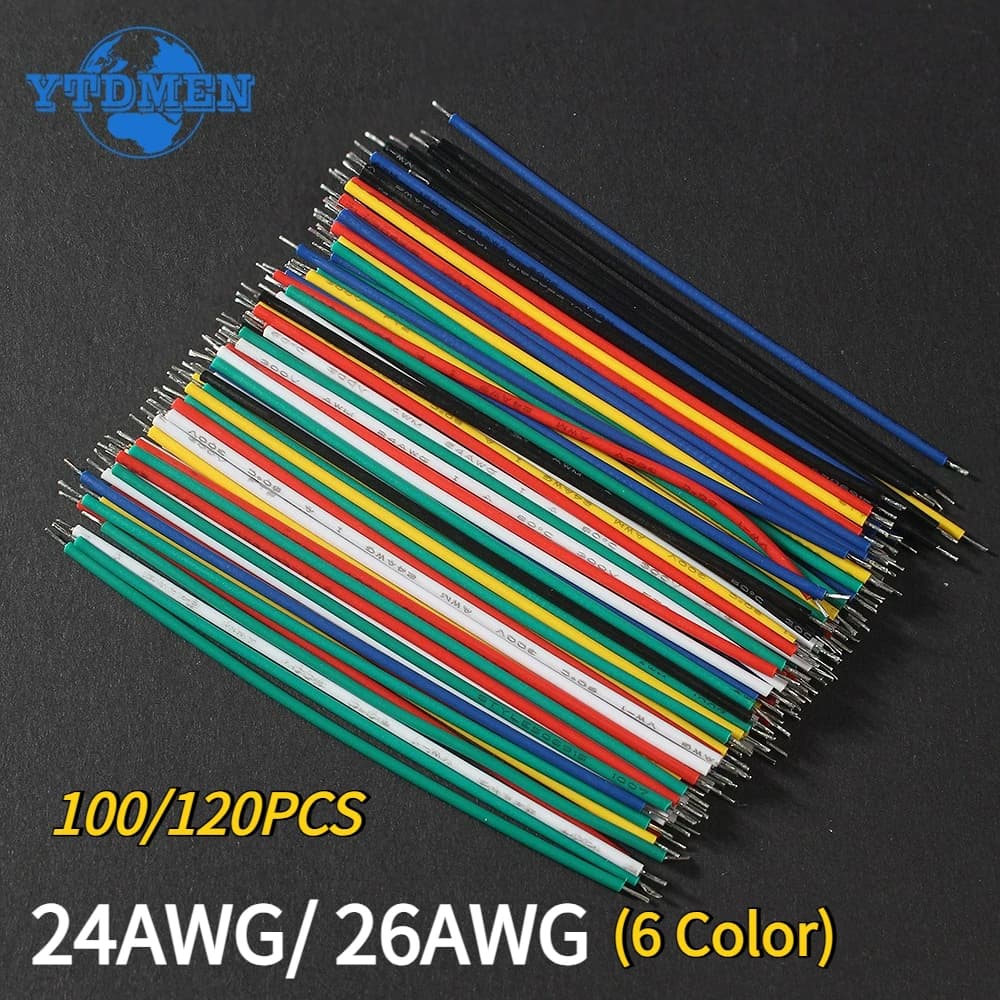 100/120 pz Cavi Elettronici Stagnati Tagliere PCB Jumper Wire 24AWG / 26AWG 6 Colori Rosso Blu Verde Bianco Giallo Nero Kit Fai Da Te