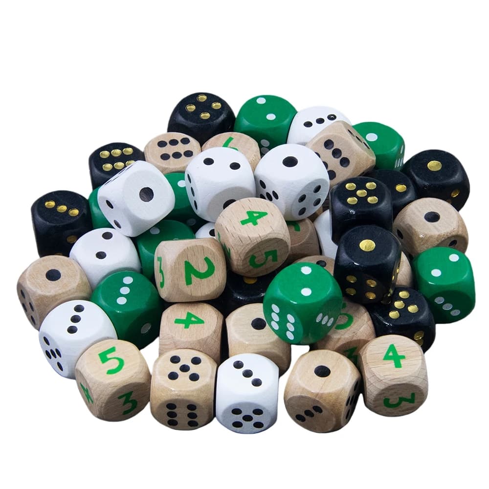 Dadi in legno da 5 pezzi D6 da 16 mm per giochi da tavolo di intrattenimento DND TRPG e insegnamento della matematica