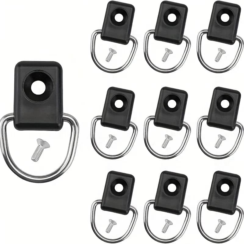 10 Sets of Kayak D-Rings, Boat Canoe D-Rings with Screw Kit, Rope Buckle, Boat Canoe Kayak Accessories