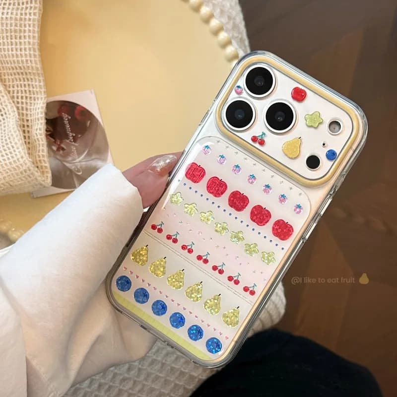 Colorful Summer Fruit Soft TPU Shockproof Anti-drop Anti-fingerprint Phone Case for iPhone 17 16 15 14 Pro Max