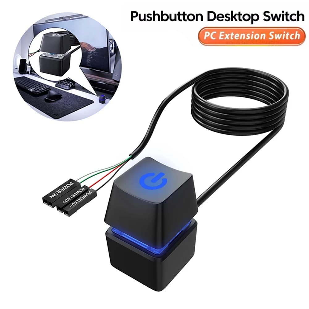 External power cable for computer with power button/off, LED light, for PC motherboard, desktop, for home and office
