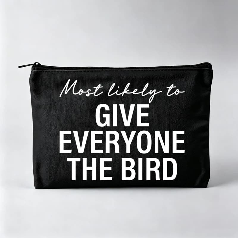 Women's Slogan-Style Graphic Makeup Bag, Typography Print Cosmetic Pouch for Casual Use