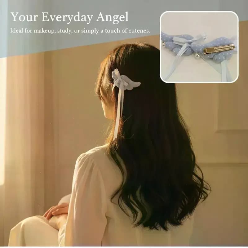 2pcs Cute Angel Wing Plush Hairpin Magic Sticker Hair Accessories Children Girls Hair Clip Accessories Barrettes Hair Grip