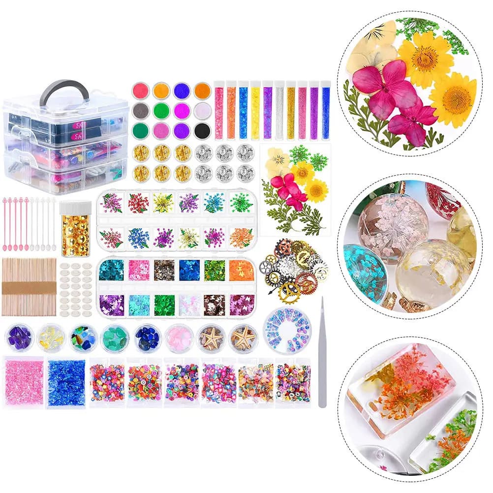 1Set Crystal Epoxy Resin Crafts Kit for Beginners DIY Jewelry Phone Case Bookmark Making Professional Resin Decoration