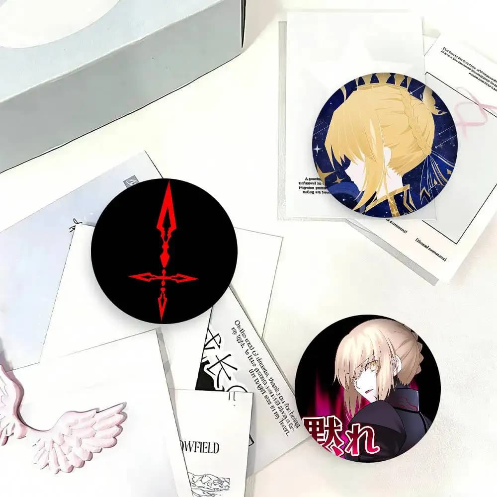 Anime Fate Stay Night Anime Button Pin Handmade Brooch For Clothes Cartoon Badge Backpack Decoration Jewelry Accessories