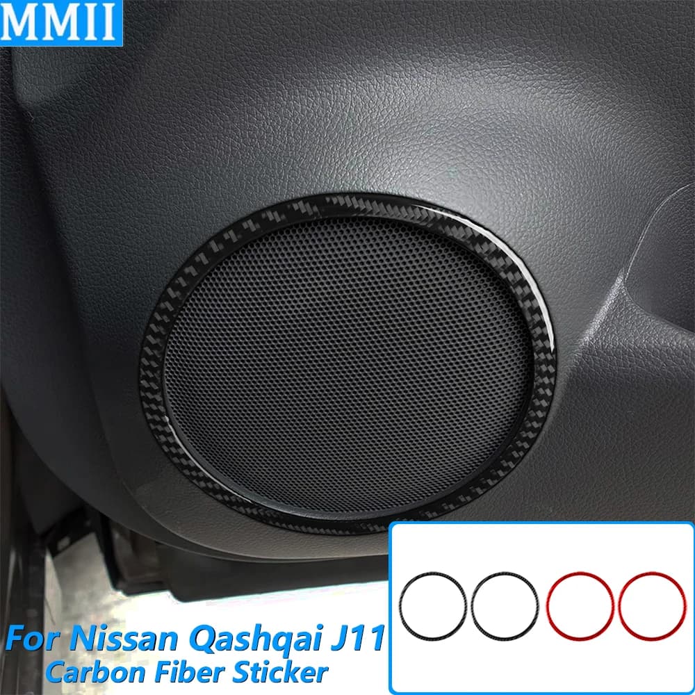 Per Nissan Qashqai J11 2017-2021 Cornice in Fibra di Carbonio per Altoparlante Porta, Pannello Decorativo, Accessori Auto, Adesivo Decorativo