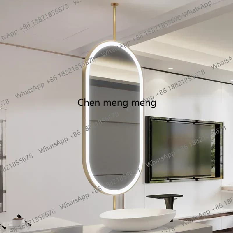 Specchio ovale sospeso minimalista nordico, grande sensore di luce a LED, trucco da parete, parrucchiere, WC, bagno