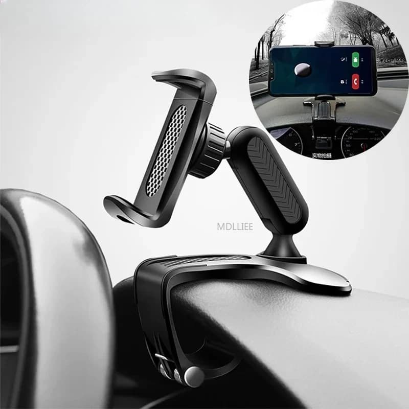 Supporto per Telefono da Auto in ABS per Cruscotto, Visiera Parasole e Specchietto Retrovisore, Rotazione a 360 Gradi, Accessori Auto