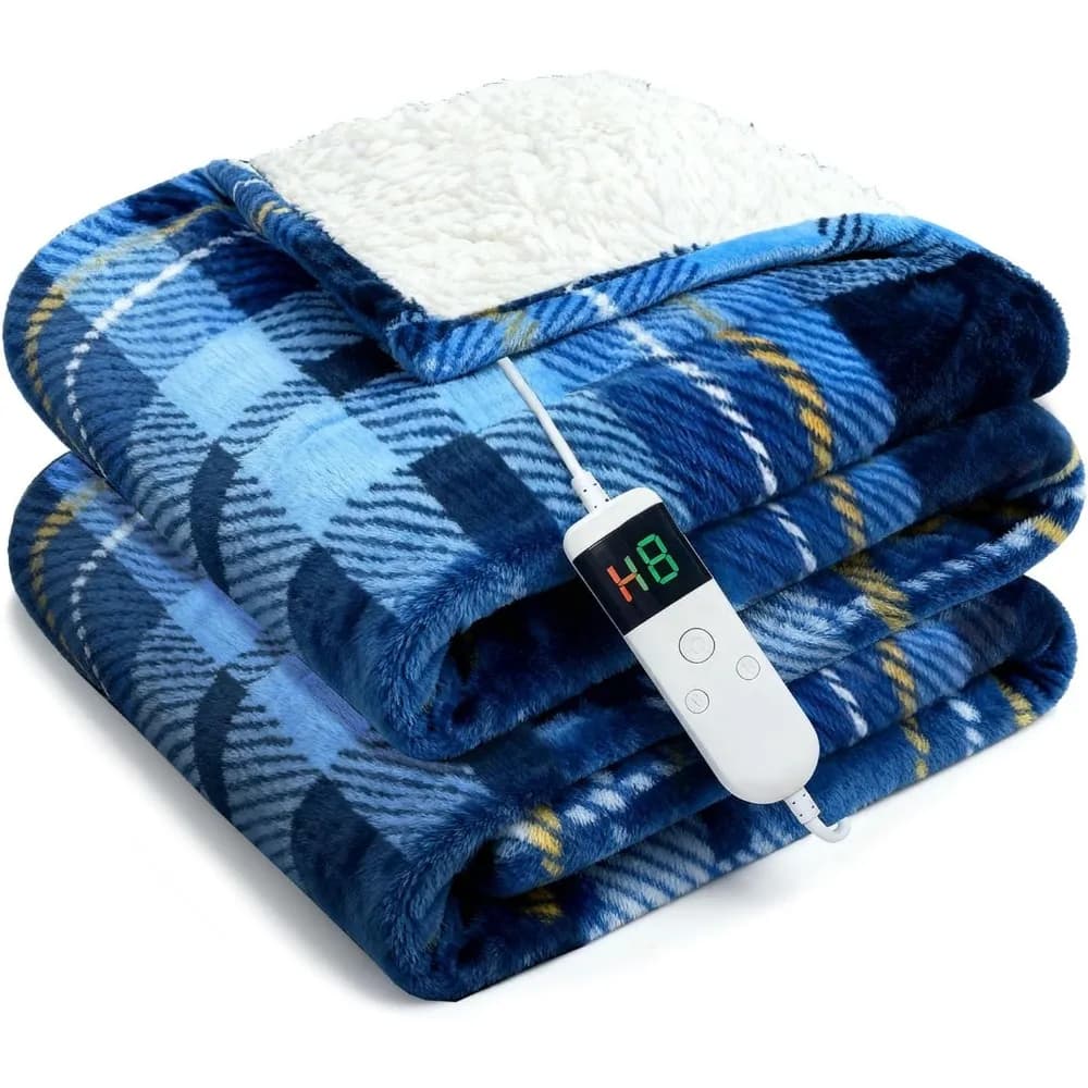 Coperta elettrica, realizzata in morbida flanella, con spegnimento automatico dopo 8 ore e 10 livelli di riscaldamento rapido.
