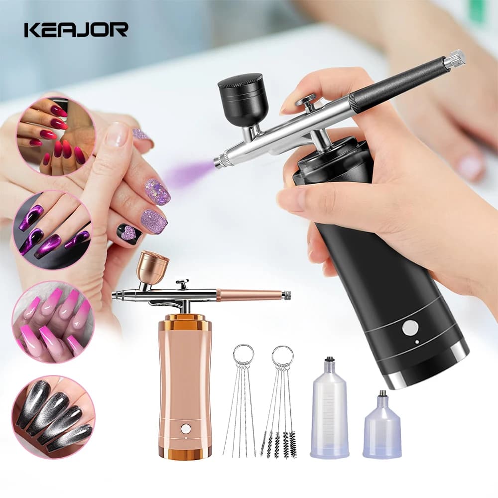 Macchina per verniciatura per unghie con aerografo con compressore Pistola a spruzzo per vernice senza fili Decorazione per manicure Compressore per vernice per nail art con aerografo