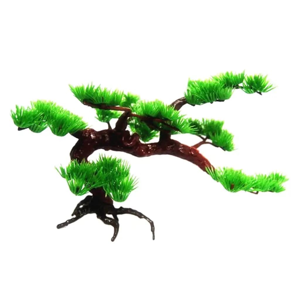 Plastic plant accessory with artificial pine tree for aquarium ornamentation complete for fish