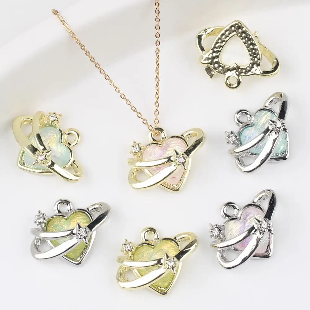 6 pcs/Lot 20*15MM In Pendant Heart Rhinestones Zinc Alloy Pendants And FAI Pendants FROM YOU Bracelet Necklace Accessories