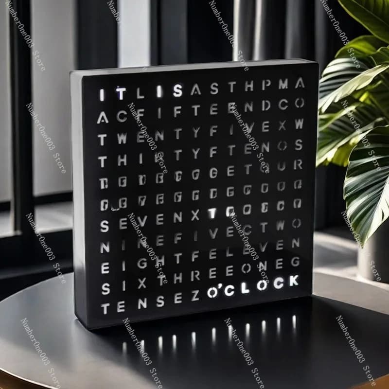 Orologio da Parete LED Creativo e alla Moda con Display in Inglese per Scrivania, Ufficio e Studio