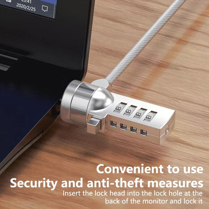 Lucchetto Antifurto Universale per Laptop e Tablet con Cavo di Sicurezza, Blocco Password e Chiave, per PC e USB con Foro a Cuneo