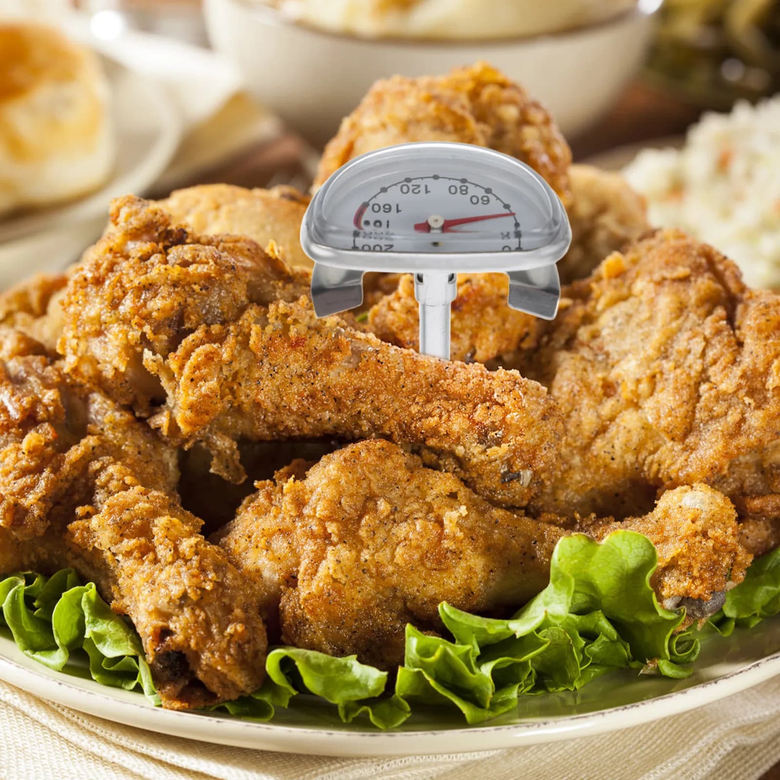 Termometro per Frittura in Acciaio Inossidabile, Strumento da Cucina per Misurare l'Olio, Ideale per Tacchino, Barbecue, Grigliate e Cottura