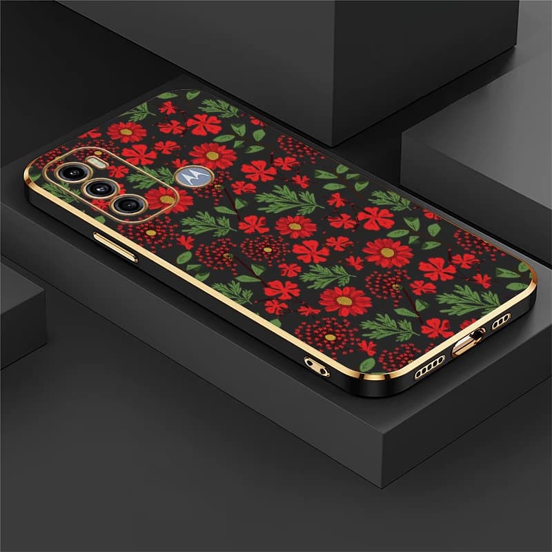 Custodia Morbida in Silicone per Motorola Moto G53 G52 G50 G22 G9 G8 E7i Power E20 Edge 20 con Motivo Floreale e Foglie, Cover Placcata
