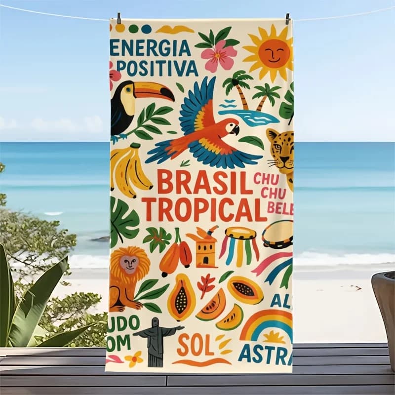 1 pezzo di asciugamano da spiaggia in stile tropicale brasiliano, asciugamano in tela, essenziale per le foto di viaggio, facile da usare per creare look eleganti