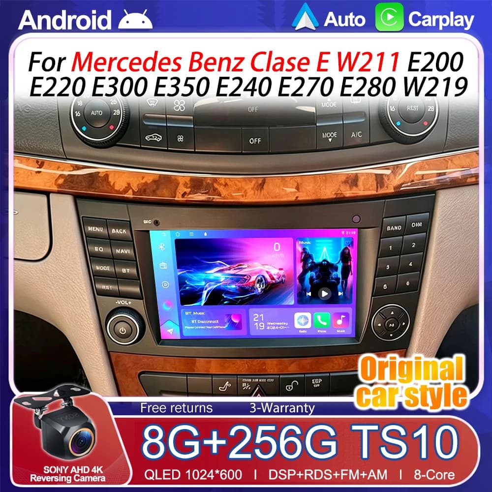 7 Inch For Mercedes Benz Clase E W211 E200 E220 E300 E350 E240 E270 E280 W219 Car Radio Android16 Multimedia Video Player GPS