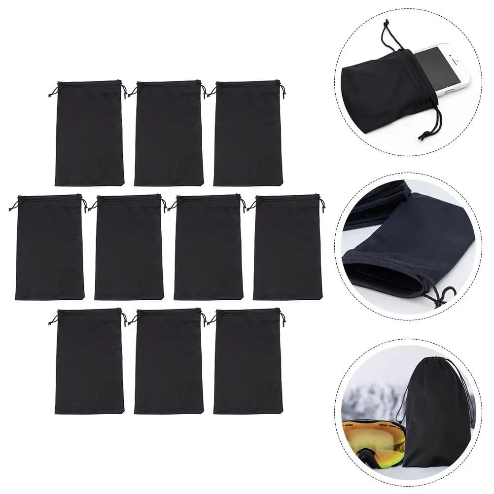 25Pcs Thin Lightweight Eyeglass Pouches Scratch-Resistant Ski Goggle Bag Glasses Sleeve Portable Goggle Carrying Pouch Black