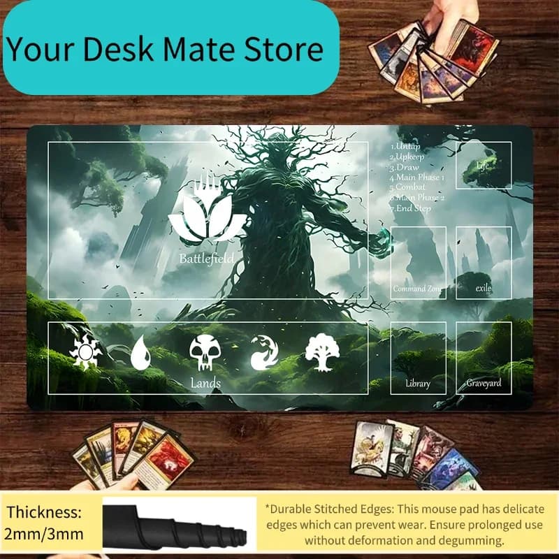 Green Giant Tree Man mouse pad, Magic collectable card game mat, desk mat, gaming PC accessories, non-slip rubber base